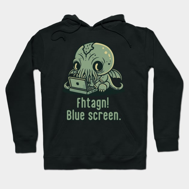 Chibi Cthulhu Programmer - Blue Screen Hoodie by InfinityTone